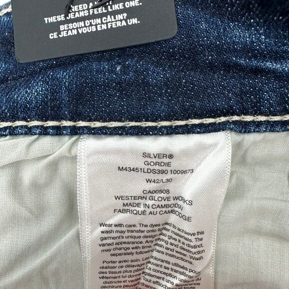 Silver Jeans Co Gordie Relaxed Fit Straight Jeans in Indigo Size 42x30 - Picture 4 of 9